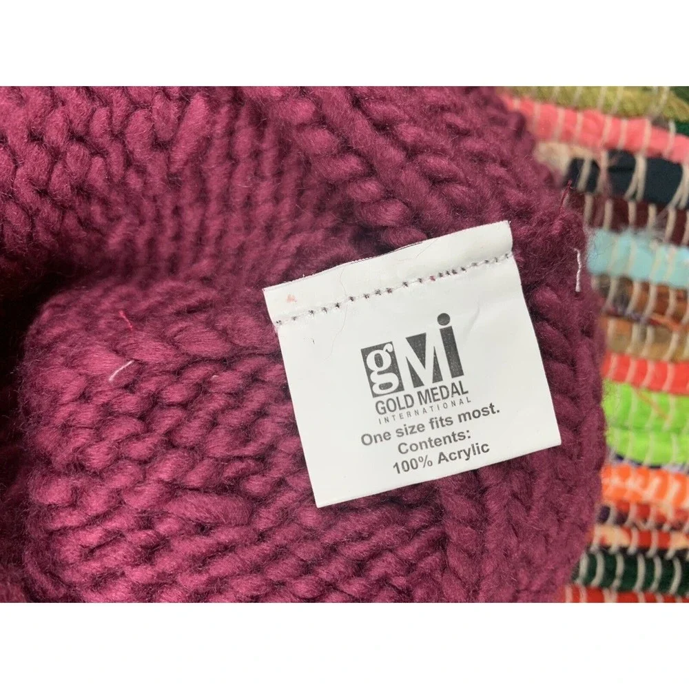 gMi Gold Medal Womens Pom Beanie Hat Cap Knit Nice Purple Pom Pom One Size